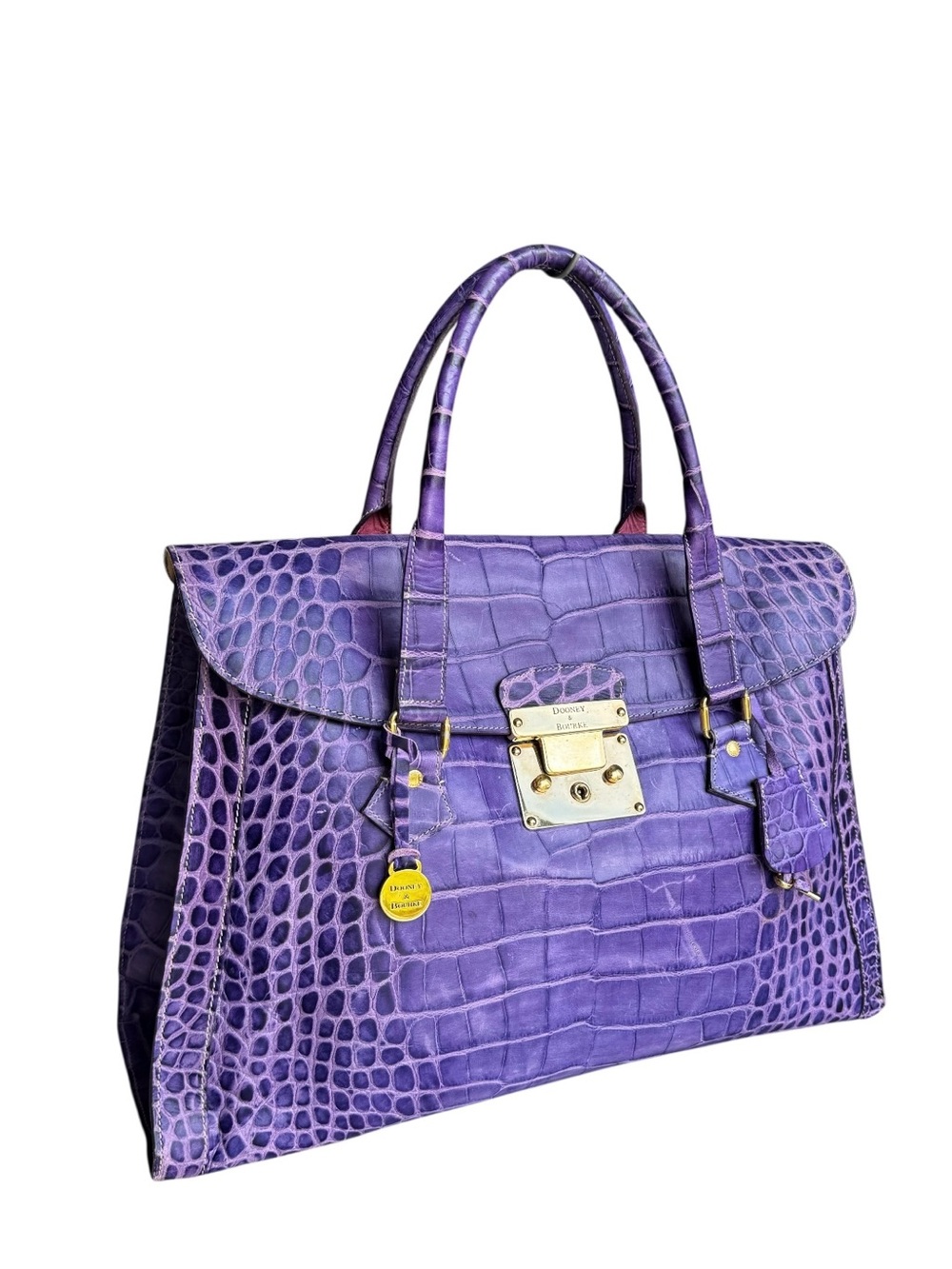 Rare Dooney & Bourke Alto Vintage Large Satchel Crocodile Embossed Leather Italy - Picture 5 of 15